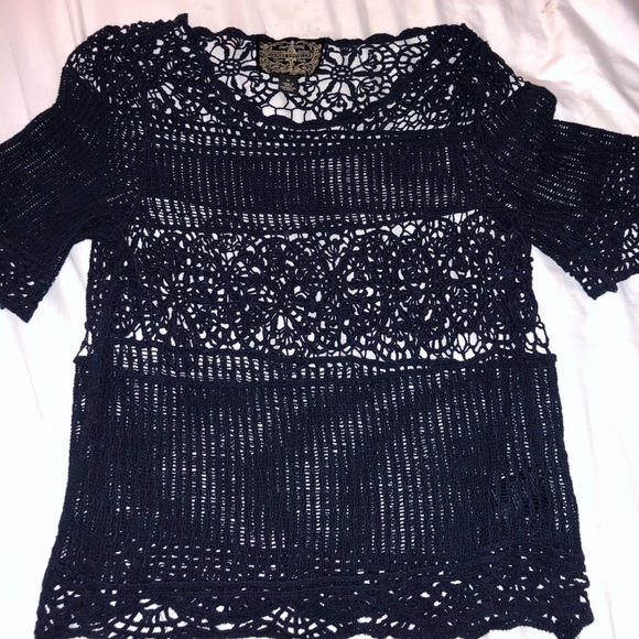 Anthropologie Navy Lace Top with Navy Slip - Picture 1 of 1